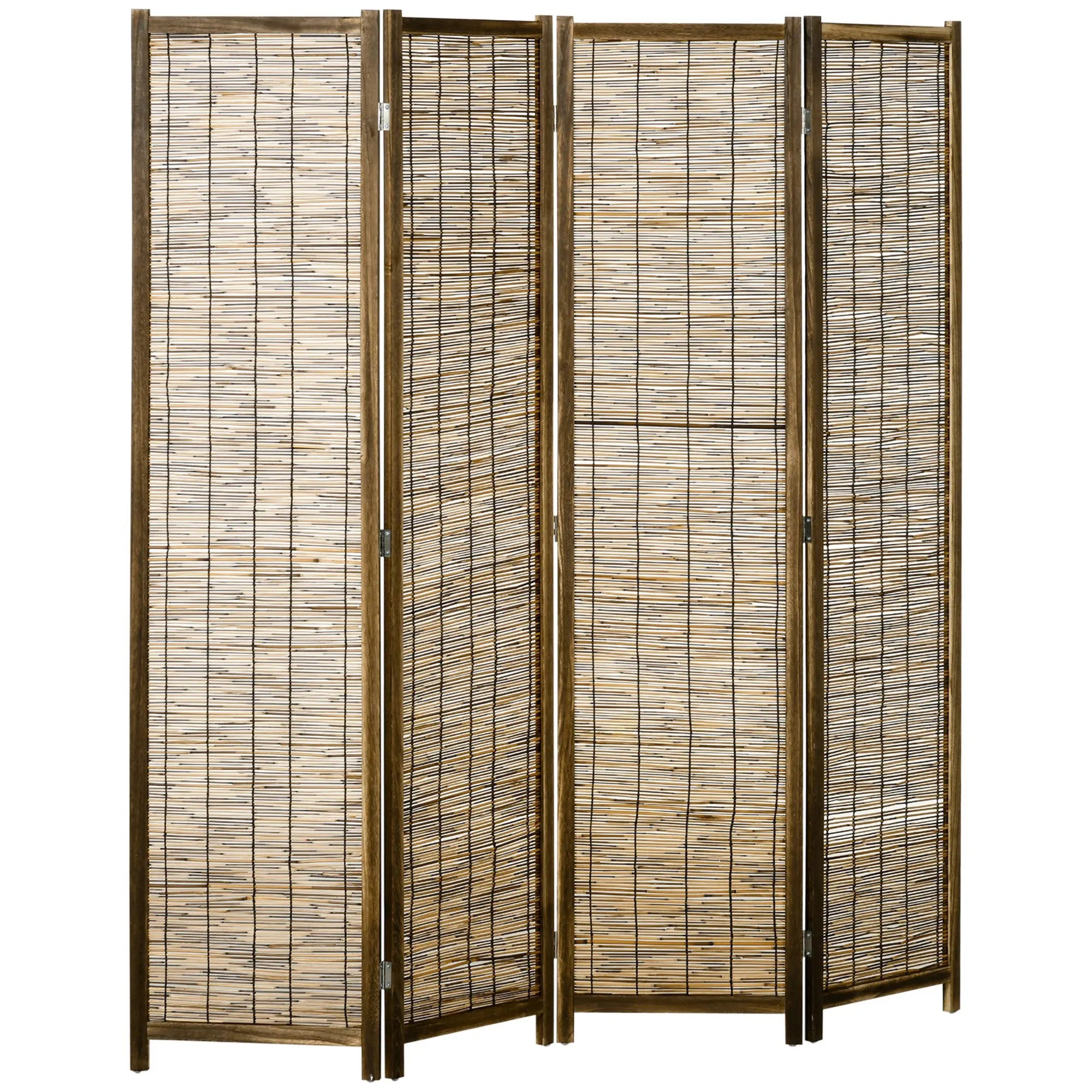 HOMCOM 4 panel folding wooden and Reed 160x1,8x170 cm Natural