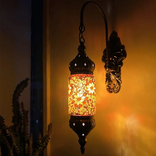 Mediterrane Wandleuchten im Boho-Retro-Mosaikstil mit LED - vue 9 sur 11