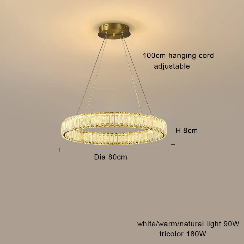 Kronleuchter aus Kristall mit LED, moderne Pendelleuchte