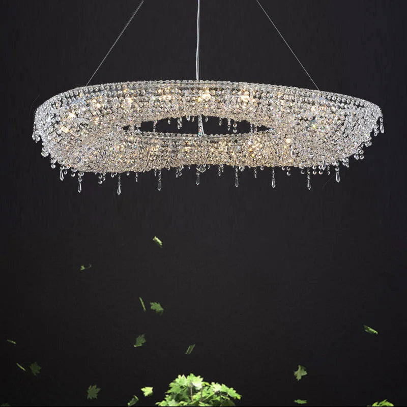lustre led moderne de luxe en cristal pour hôtel duplex villa - vue 5 sur 11