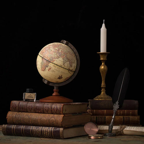 globe terrestre éducatif avec base en bois rétro pour décoration