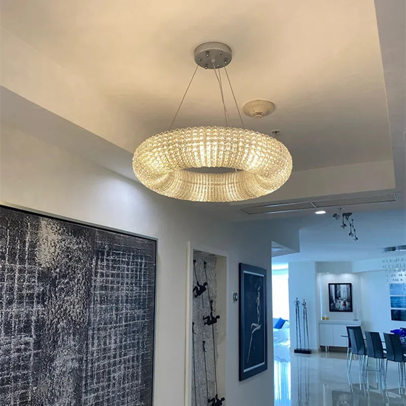Modern Luxury Crystal Loft Chandelier Living Room Lustre Pendant Lamp Suspension Home Interior Decor Hanging Light Fixtures - vue 4 sur 10