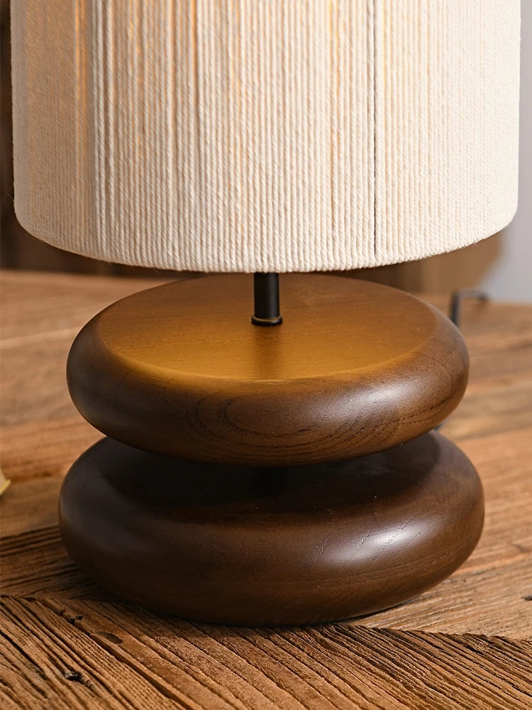 lampe de table japonaise bois massif rétro - vue 8 sur 8