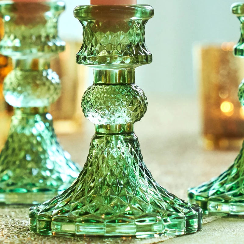bougeoirs en verre cristal pour décorations de table festive - vue 4 sur 8