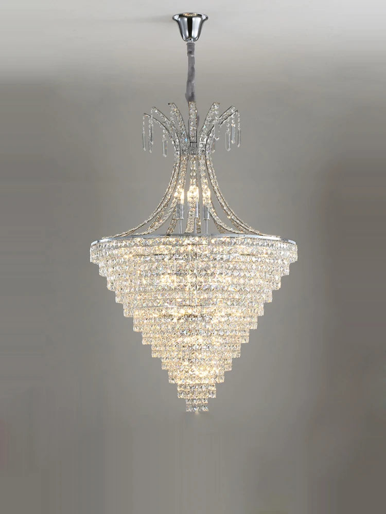 lustre en cristal chrome pour éclairage intérieur élégant - vue 6 sur 11