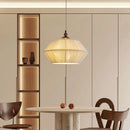 Moderne Pendelleuchte aus Holz und Hanfseil für einladende Räume