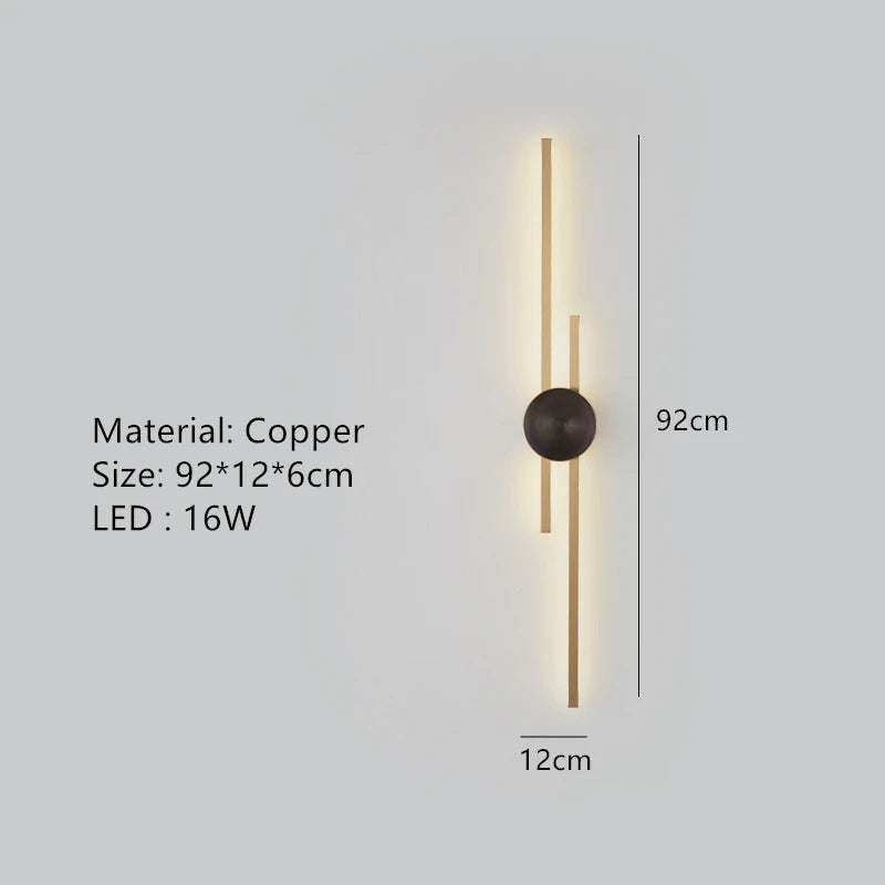 Minimalistische LED-Wandleuchte aus Messing für Restaurant und Flur - vue 16 sur 18