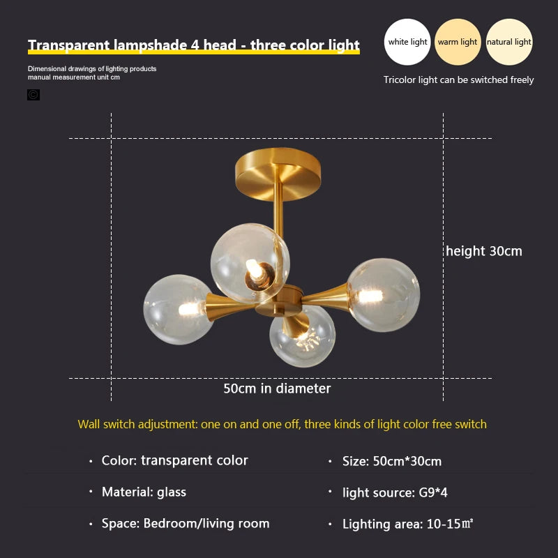 lustre moderne en verre pour un éclairage décoratif intérieur - vue 14 sur 24