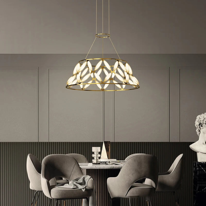Sandyha Lustres minimalistes modernes creux papillon fleur suspension Design de luxe salon salle à manger chambre lampe à la maison - vue 5 sur 16