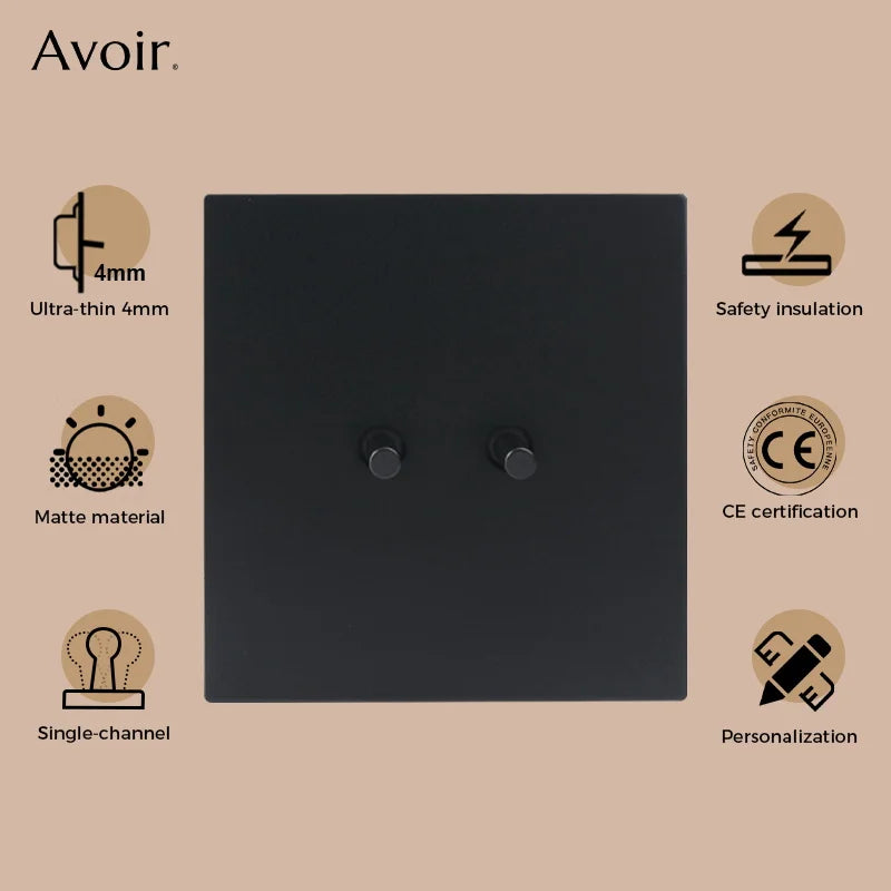 Interrupteur simple 1 voie en acier gris foncé brossé