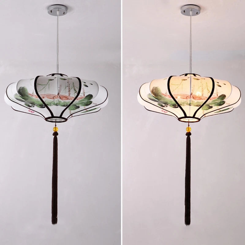 Suspension style chinois dessinées à la main éclairage rétro