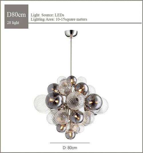lustre nordique en verre globe avec éclairage led - vue 10 sur 10