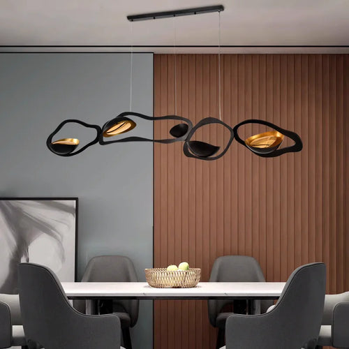 Lustre design noir et cuivré moderne - vue 3 sur 9