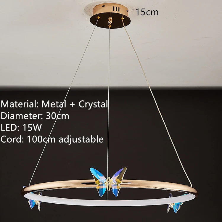 applique murale led papillon en cristal éclairage unique moderne - vue 9 sur 19