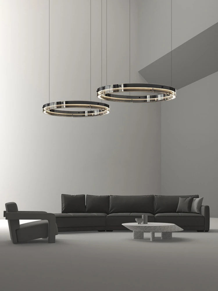 suspension circulaire en verre design moderne et minimaliste - vue 5 sur 11