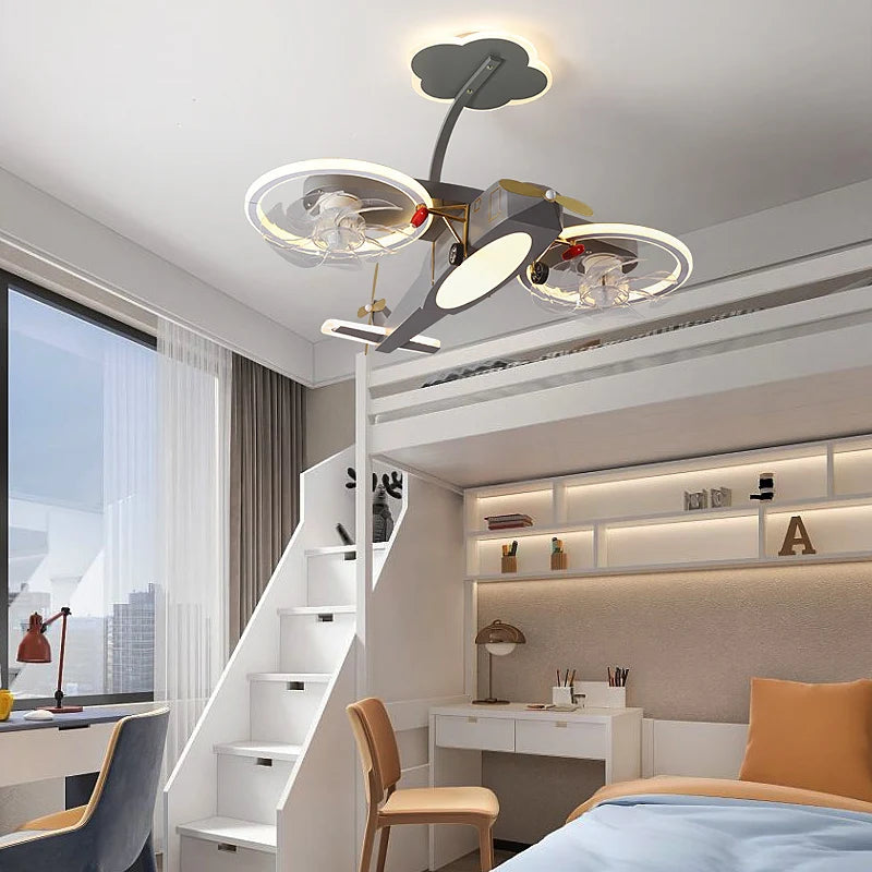 lustre avion dessin animé led pour enfants créatif - vue 7 sur 10