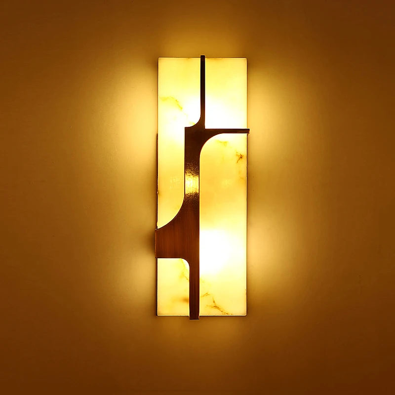 applique murale Creative style chinois 50 CM villa salon couloir décoration lumière européenne rétro imitation marbre LED - vue 5 sur 7