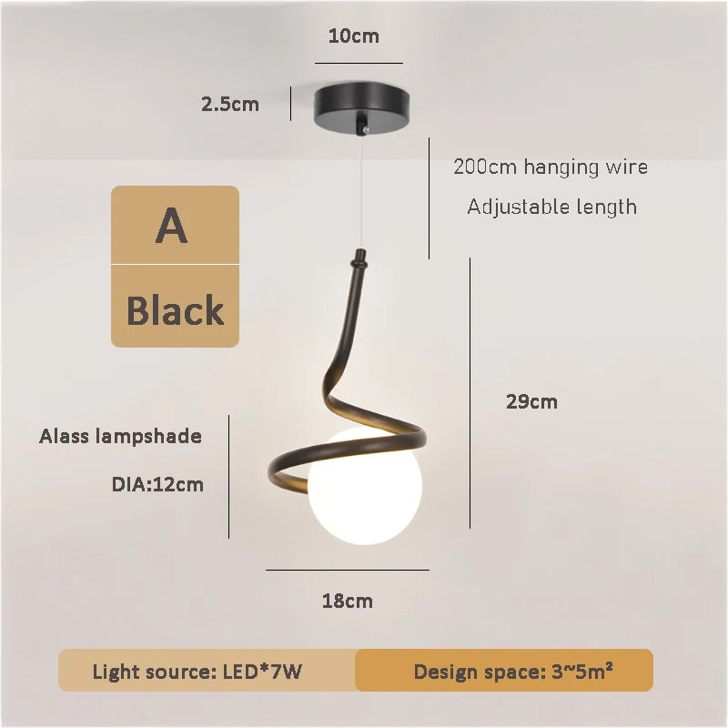 Sphärische Pendelleuchte aus Glas für moderne minimalistische Beleuchtung