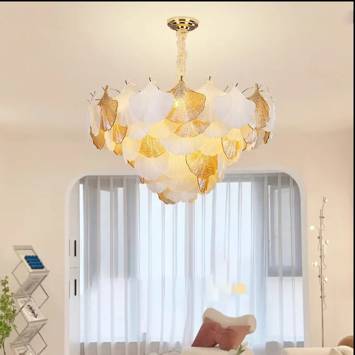 lustre en verre coquillage pour ambiance romantique et élégante - vue 4 sur 12