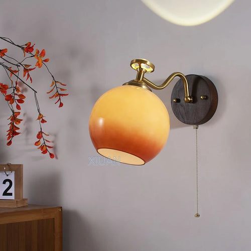 applique murale en verre design fleur wabi-sabi en bois massif