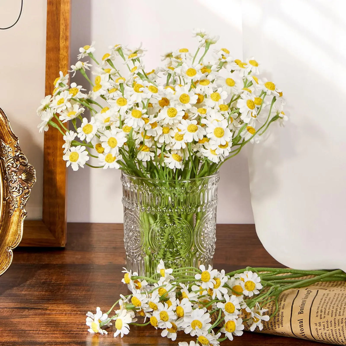 60 têtes de marguerites artificielles pour décorations diverses - vue 4 sur 8