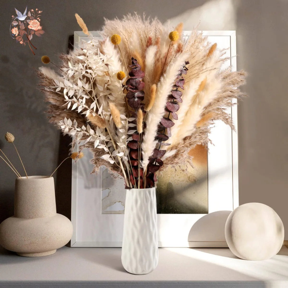 bouquet dherbe de pampa naturelle pour décoration et cadeaux - vue 2 sur 18