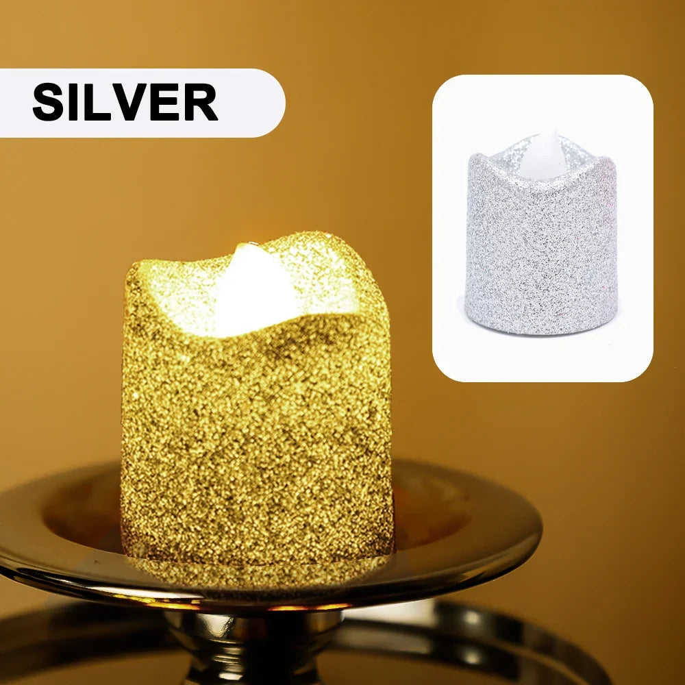 lot de 6 bougies à paillettes led pour déco romantique de fête - vue 8 sur 12