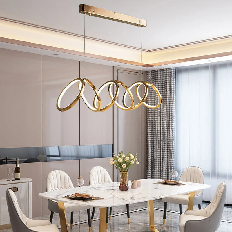 Anneau de luxe moderne suspension LED lumières pour salle à manger cuisine éclairage Lustre décor Lustre barre intérieure suspendus luminaires - vue 5 sur 9