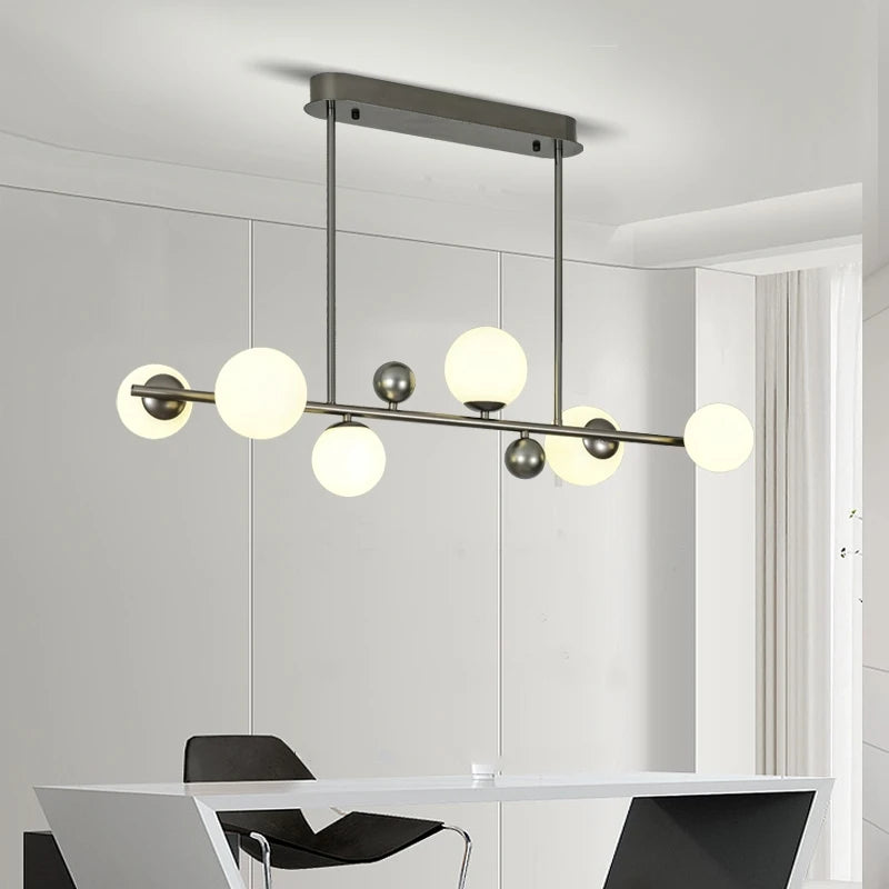 suspension moderne en métal et verre blanc design élégant et réglable - vue 2 sur 13