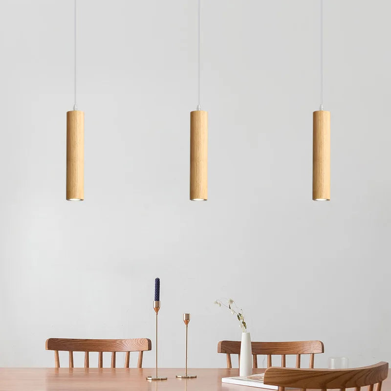 Moderne Pendelleuchten aus Holz LED-Innenbeleuchtung - vue 6 sur 8