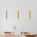 Moderne Pendelleuchte aus Holz mit LED-Innenbeleuchtung