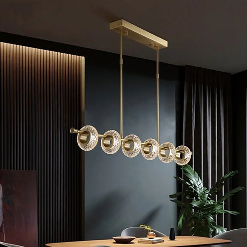 Nordischer Kronleuchter aus Craquelé-Glas im modernen, minimalistischen Stil mit LEDs - vue 3 sur 10