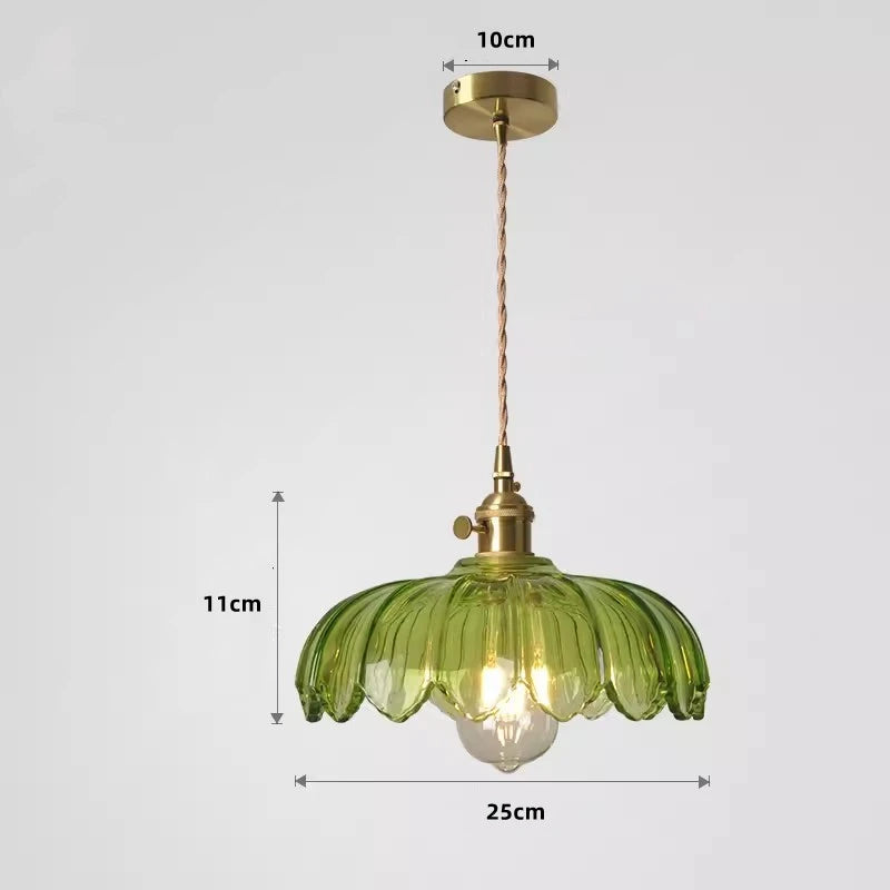 Vintage Pendelleuchte aus gefärbtem Glas für stilvolle Inneneinrichtung - vue 4 sur 11