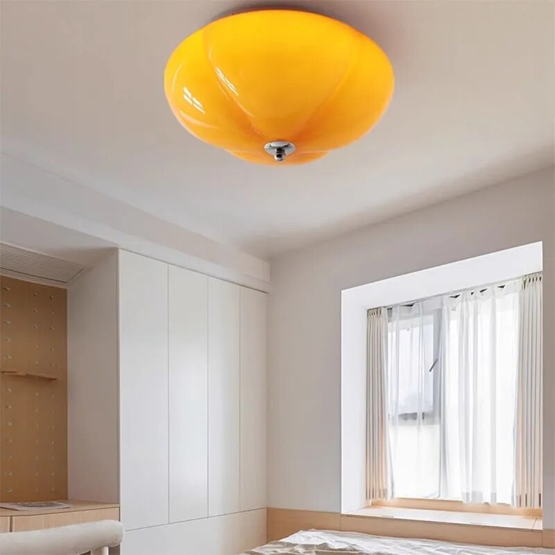 Lustre LED minimaliste citrouille en verre - vue 3 sur 9