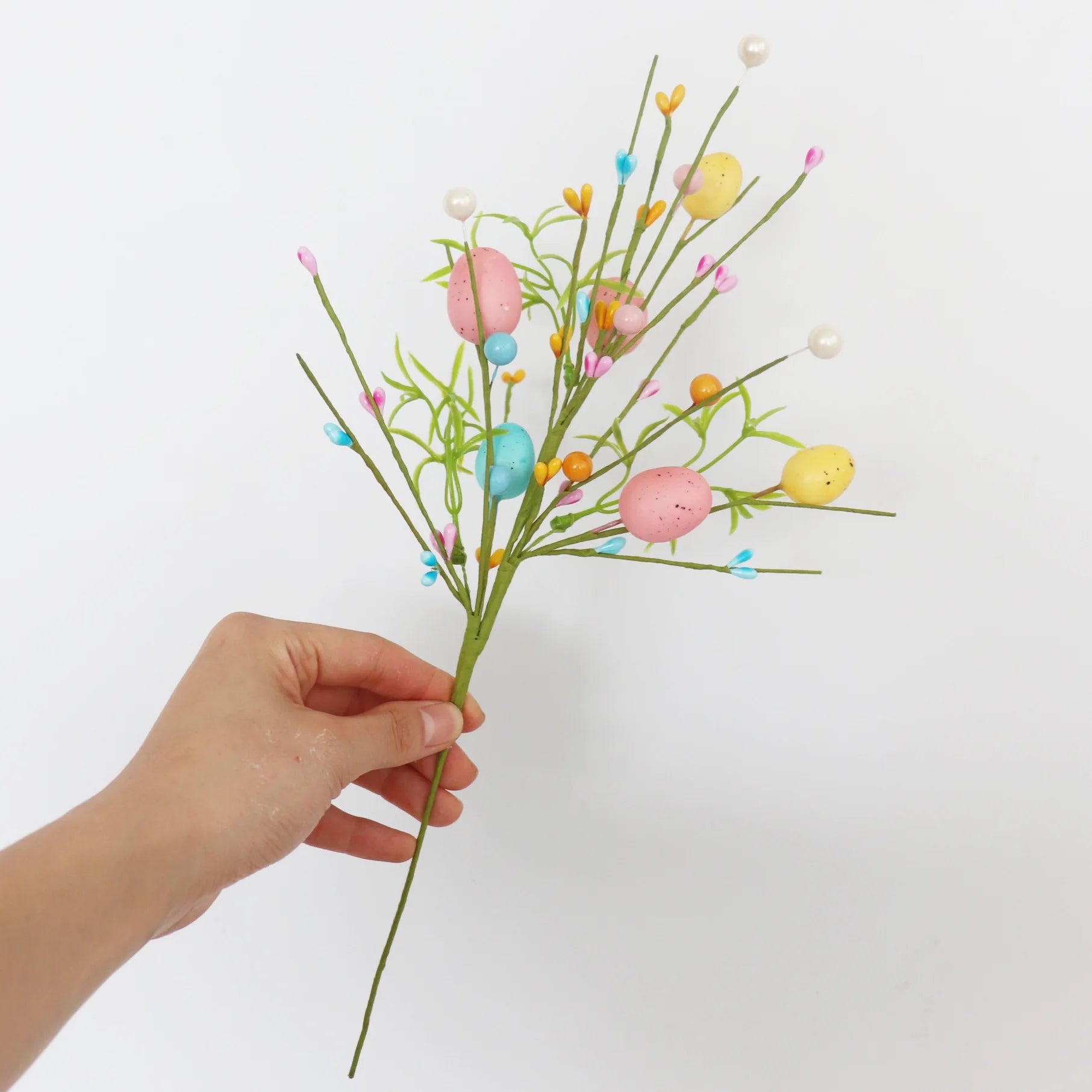 décoration florale artificielle de pâques avec lapins et œufs - vue 11 sur 16