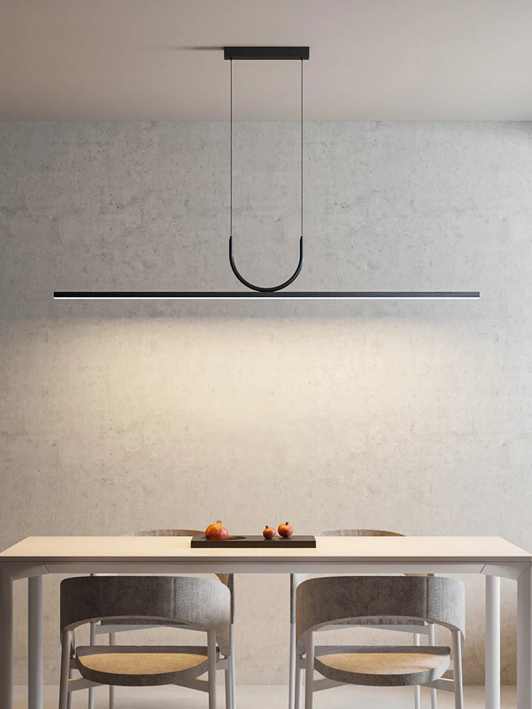 lustre simple noir/blanc long tube à LED