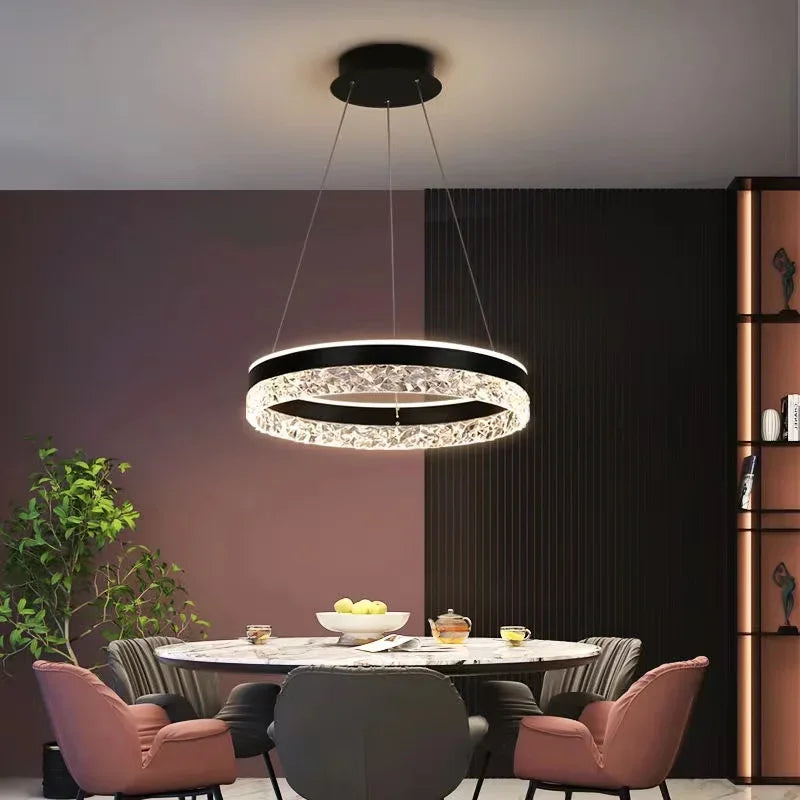 lustre led moderne en cristal pour décoration intérieure - vue 3 sur 14