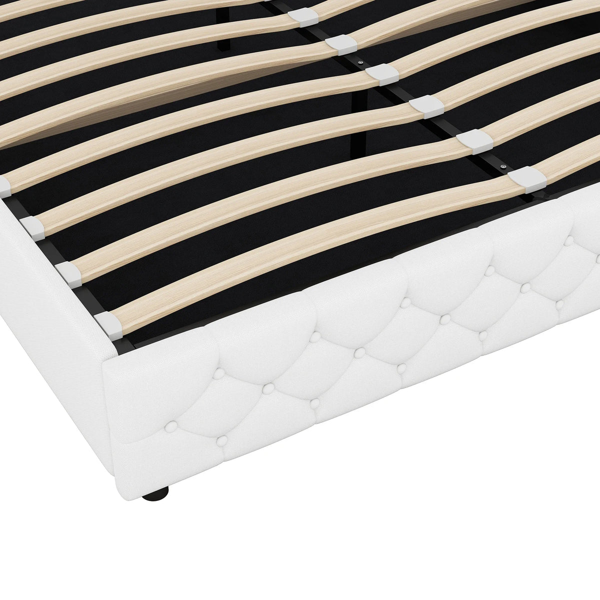 VSOGA 180 X 200CM Multifunctional Flat Bed with Hydraulic Storage, White - vue 6 sur 8
