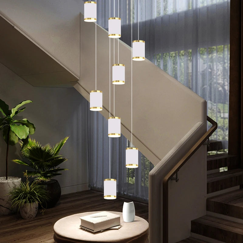 lustre long rotatif en acrylique pour éclairage intérieur décoratif - vue 4 sur 28