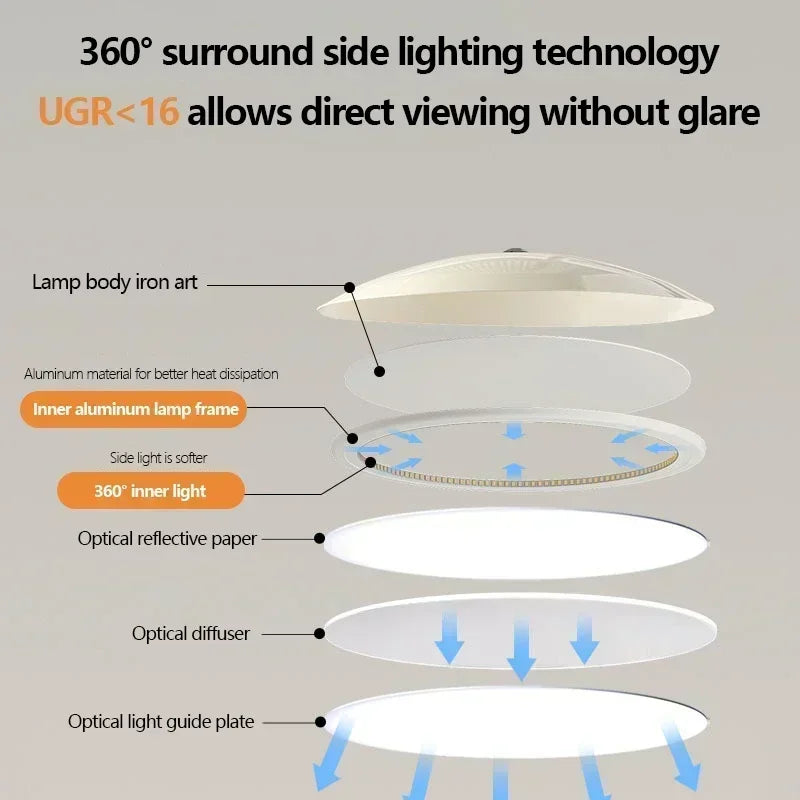 lustre moderne nordique design soucoupe volante avec lumière led - vue 6 sur 11