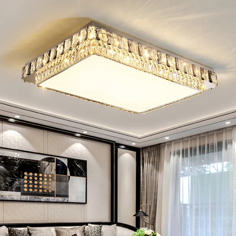 plafonnier led en cristal de luxe rond moderne - vue 4 sur 15