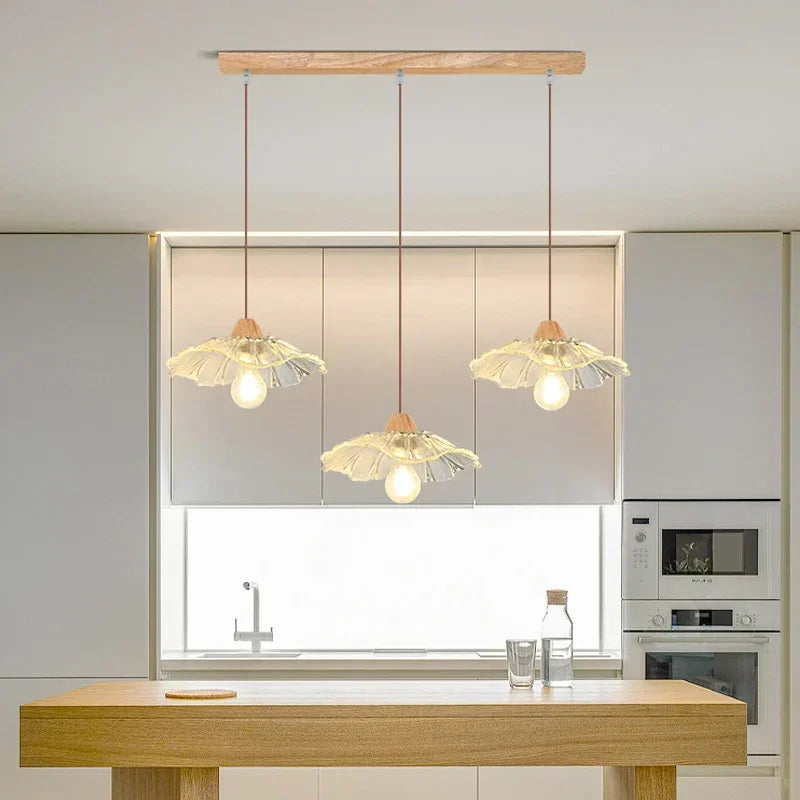 suspension en bois et verre au design nordique rétro décoratif - vue 4 sur 13