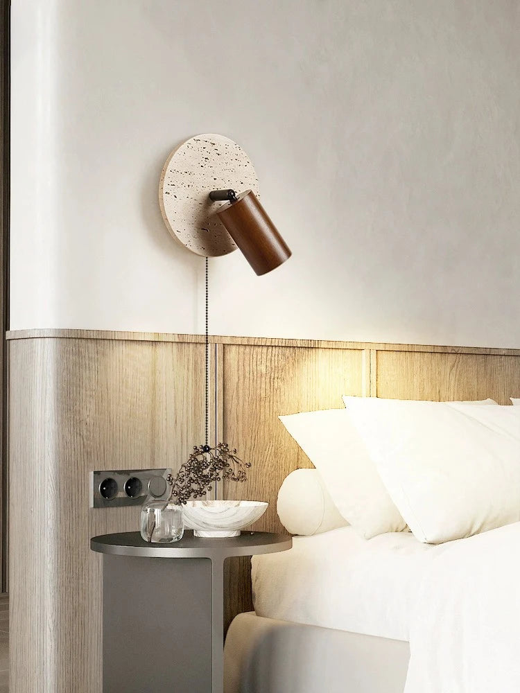 Lampe de lecture ronde en pierre à côté de mur Led - vue 5 sur 7