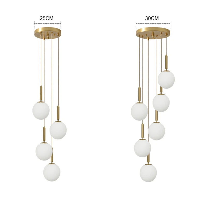 Suspension laiton noir boule lait LED - vue 3 sur 20