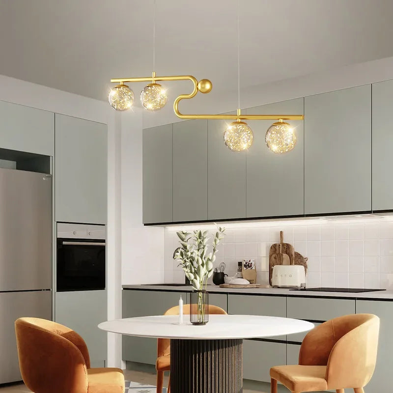 suspension moderne en forme de boule de verre décorative - vue 5 sur 10