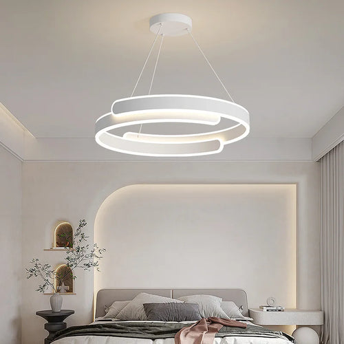 Moderner LED-Kronleuchter in Schwarz-Weiß für Wohnzimmer, Esszimmer und Küche - vue 3 sur 10