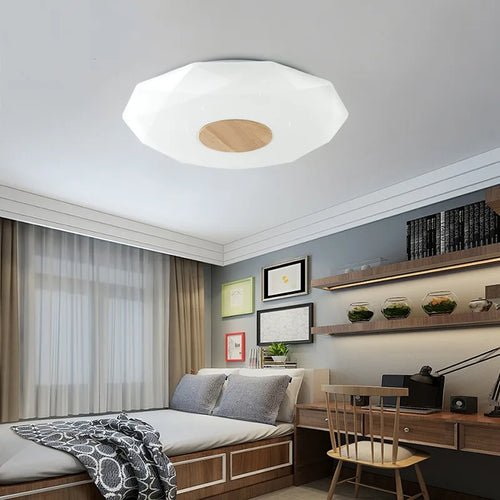 LED-Deckenleuchte aus massivem Holz Stern Diamant minimalistisch - vue 3 sur 9