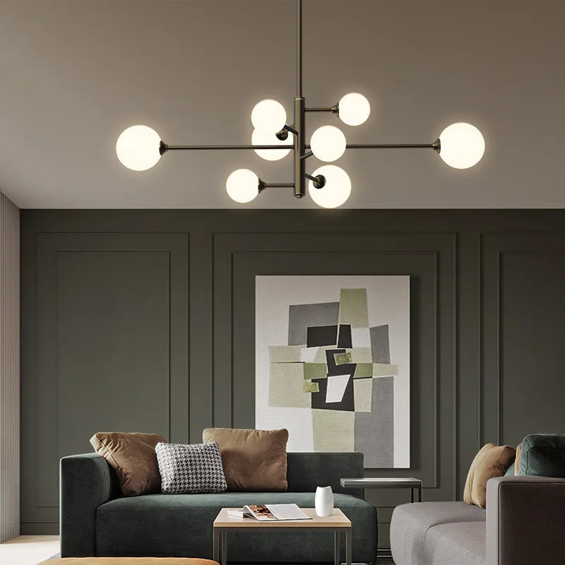 lustre scandinave 6 ou 8 lumières led design moderne - vue 3 sur 10