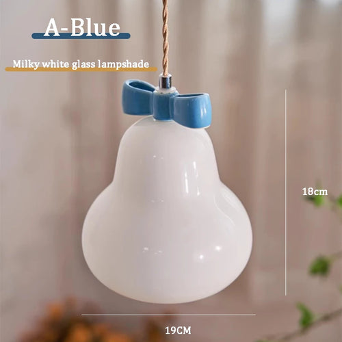 Pendelleuchte aus Glas mit rosa Schleife für das Kinderzimmer - vue 12 sur 13