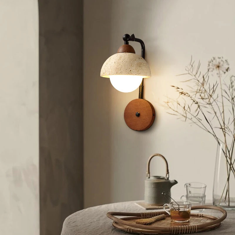 Applique murale led moderne en travertin demi-cercle ambiance simple - vue 3 sur 6